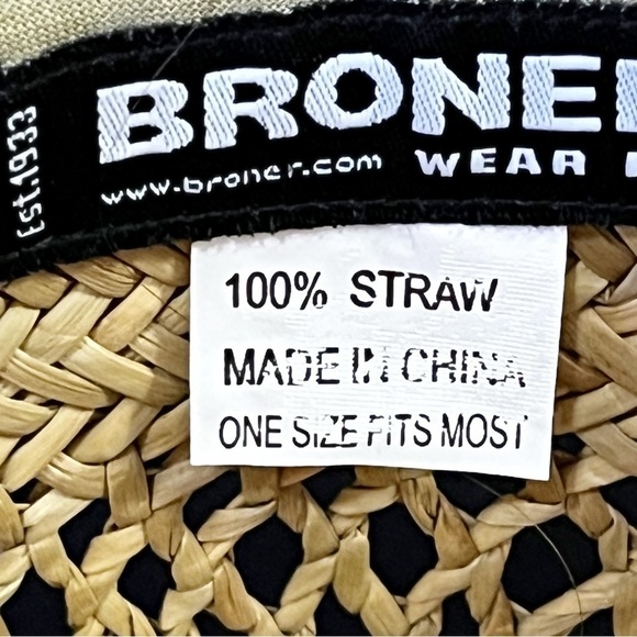 Broner Mens Straw Cowboy Hat Size Natural Ventilated Brown Banded One Size Rodeo - Picture 6 of 8